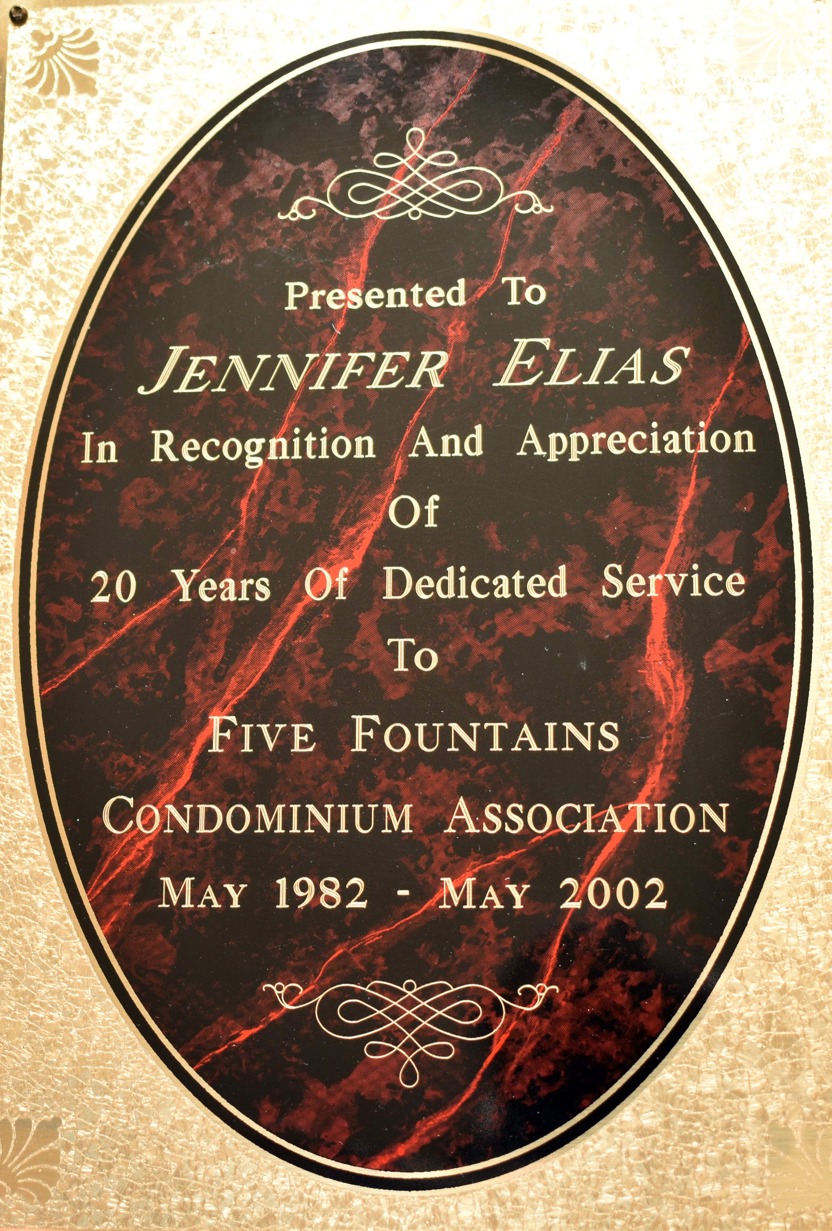 20yr Plaque from FFCA